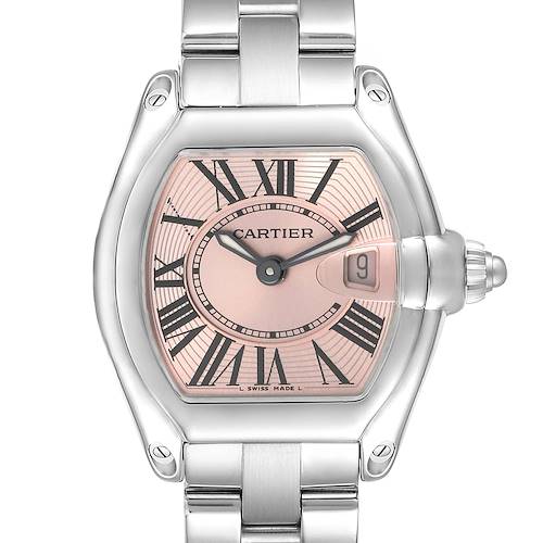 Photo of Cartier Roadster Small Pink Dial Steel Ladies Watch W62017V3 Papers
