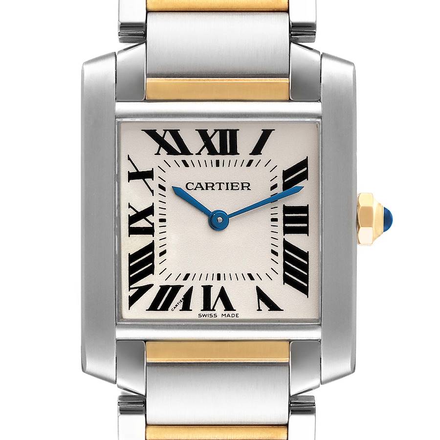 Cartier Tank Francaise Midsize Steel Yellow Gold Ladies Watch W2TA0003 TWO LINKS ADDED SwissWatchExpo