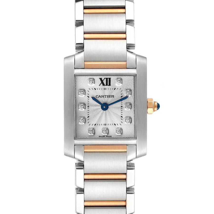 Cartier Tank Francaise Steel Rose Gold Diamond Watch WE110004 Box Papers SwissWatchExpo
