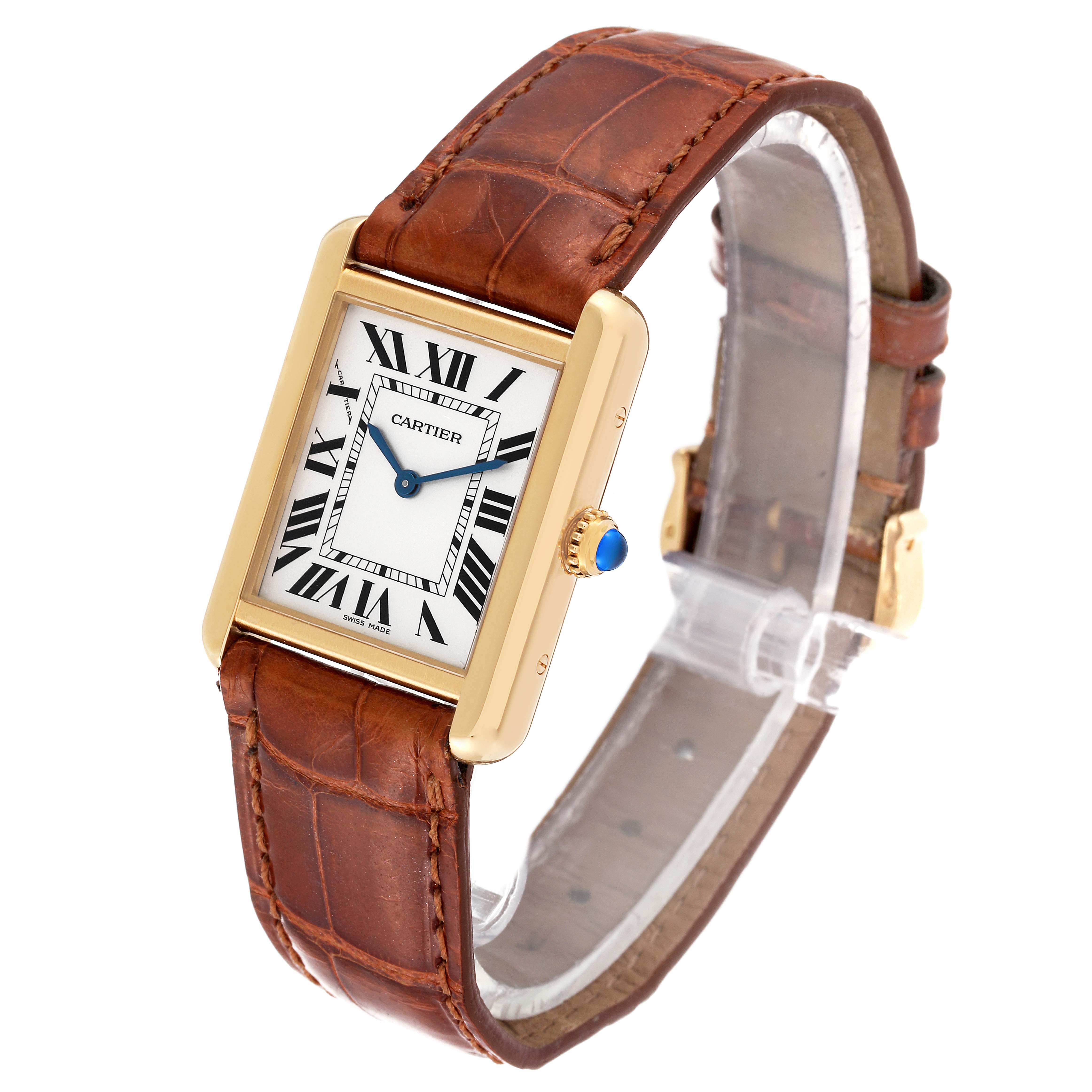 Cartier Tank Solo Yellow Gold Steel Silver Dial Ladies Watch W1018755 ...