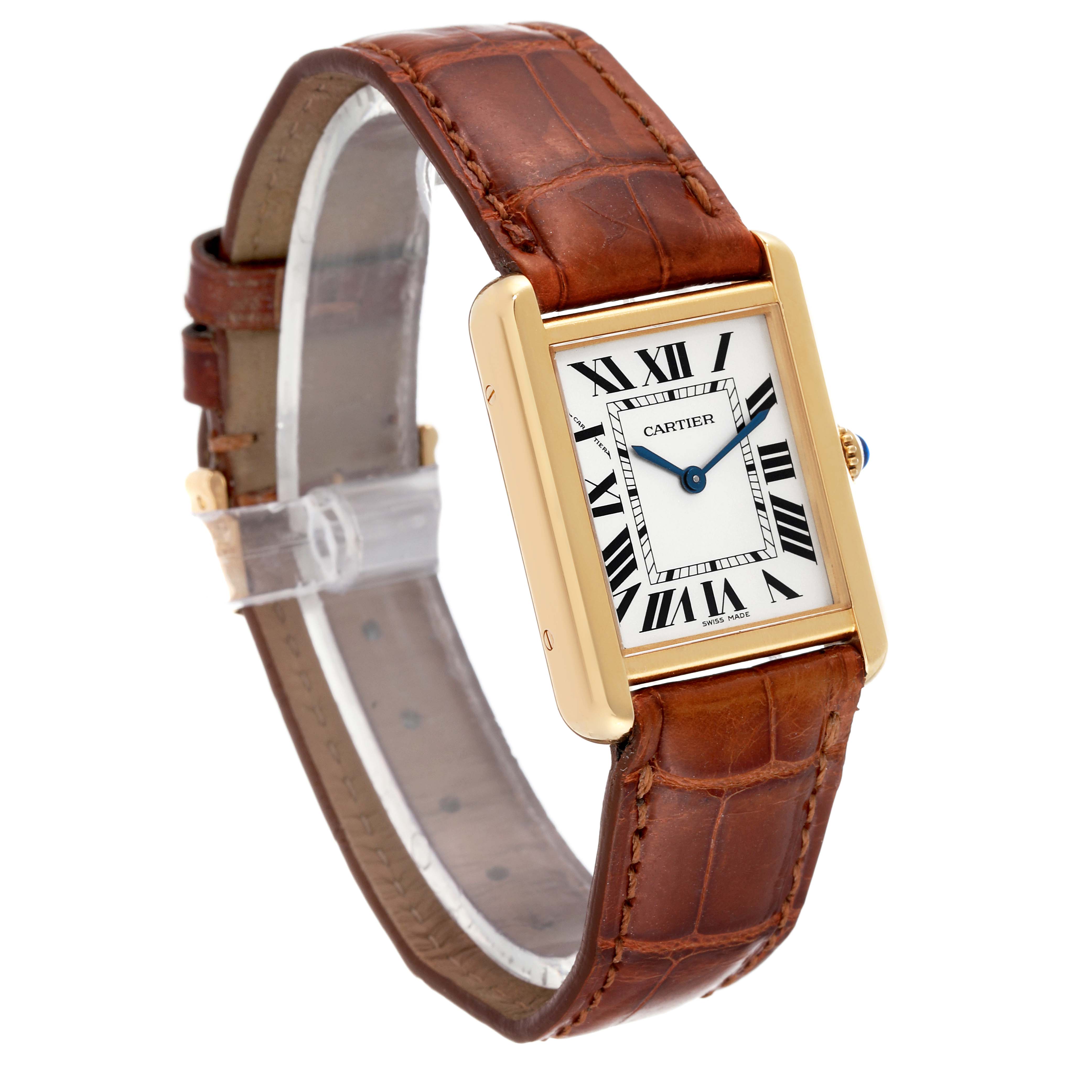 Cartier Tank Solo Yellow Gold Steel Silver Dial Ladies Watch W1018755 ...