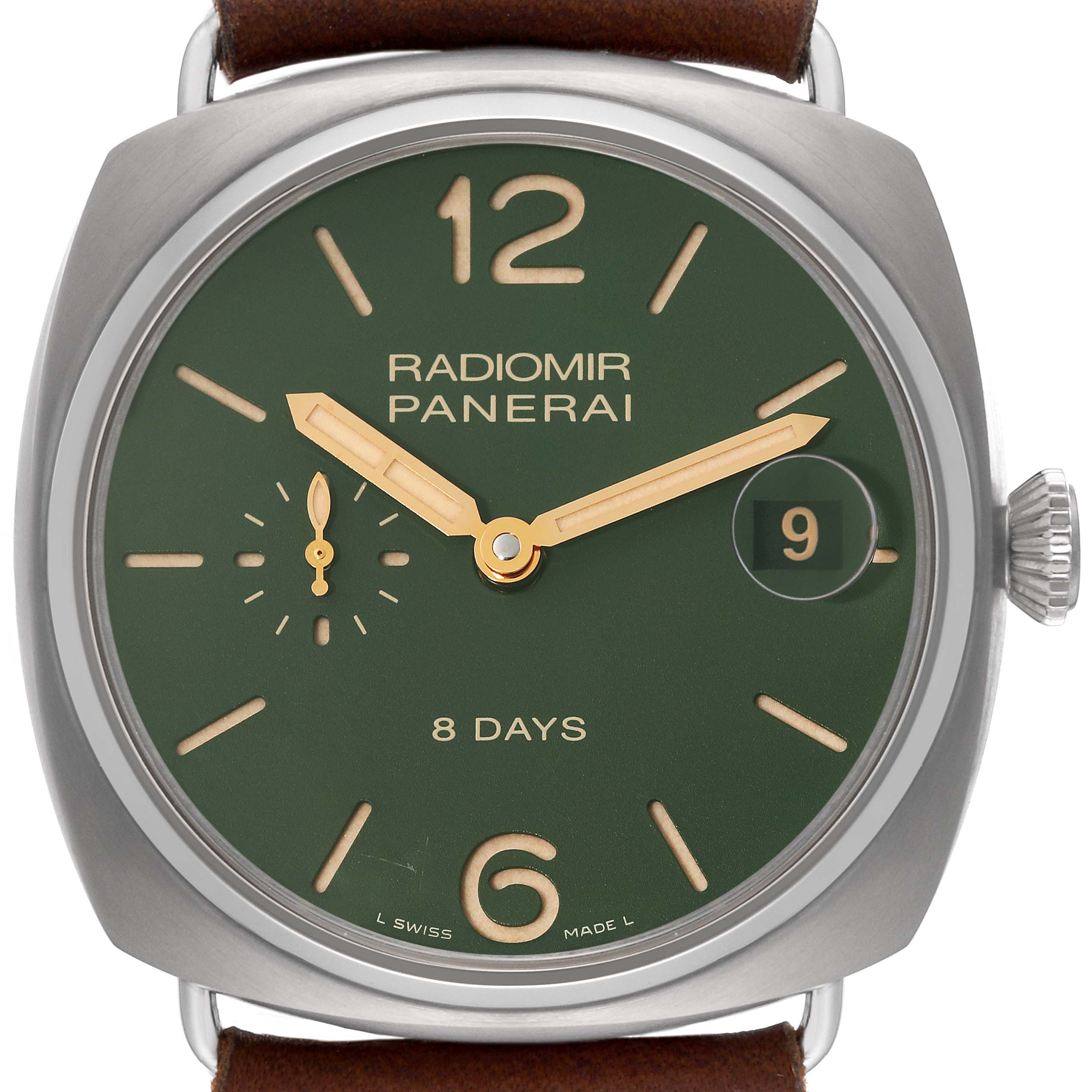 Panerai Radiomir 8 Days Green Dial Titanium Mens Watch PAM00735