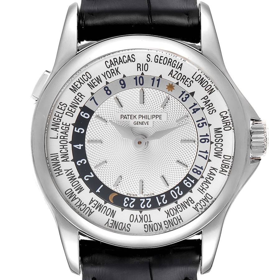 Patek Philippe World Time Automatic White Gold Mens Watch 5110 Box Papers SwissWatchExpo
