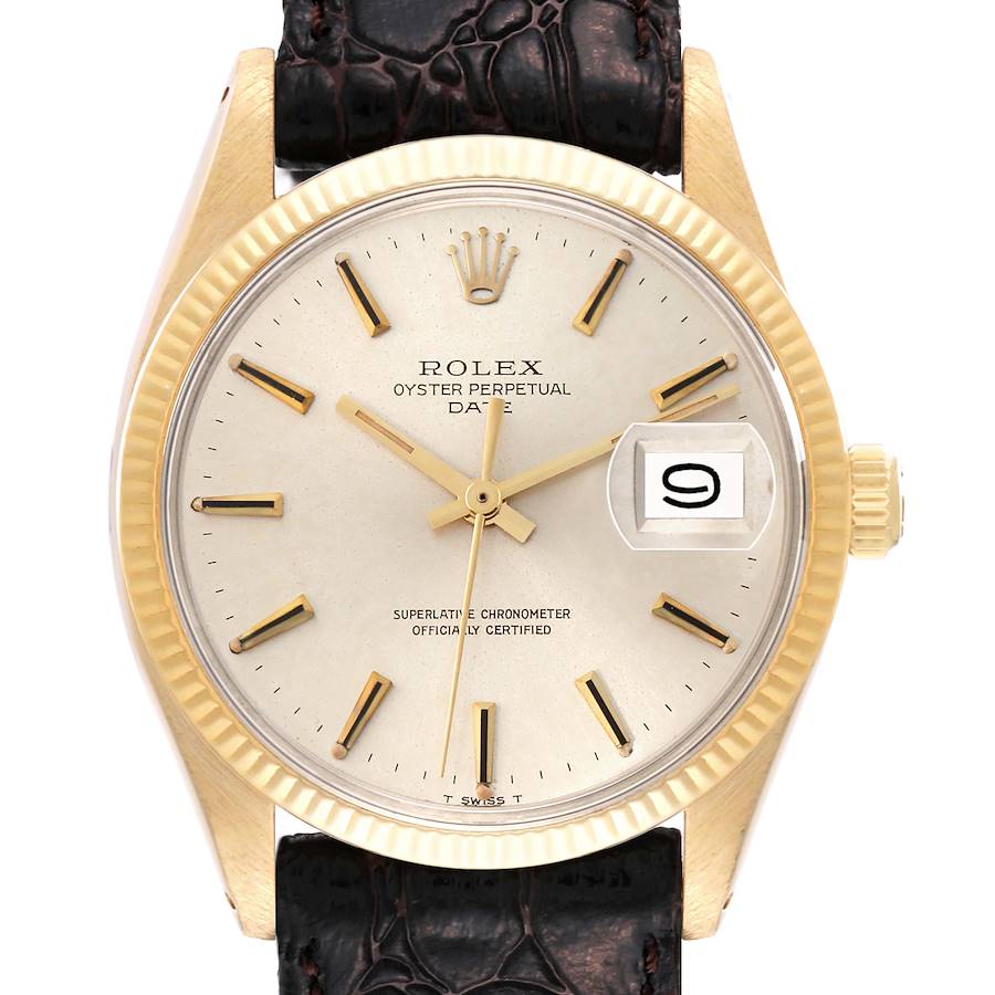 Rolex Date Yellow Gold Champagne Dial Vintage Mens Watch 1503 Box Papers SwissWatchExpo