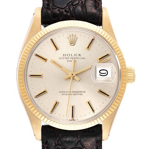 Photo of Rolex Date Yellow Gold Champagne Dial Vintage Mens Watch 1503 Box Papers