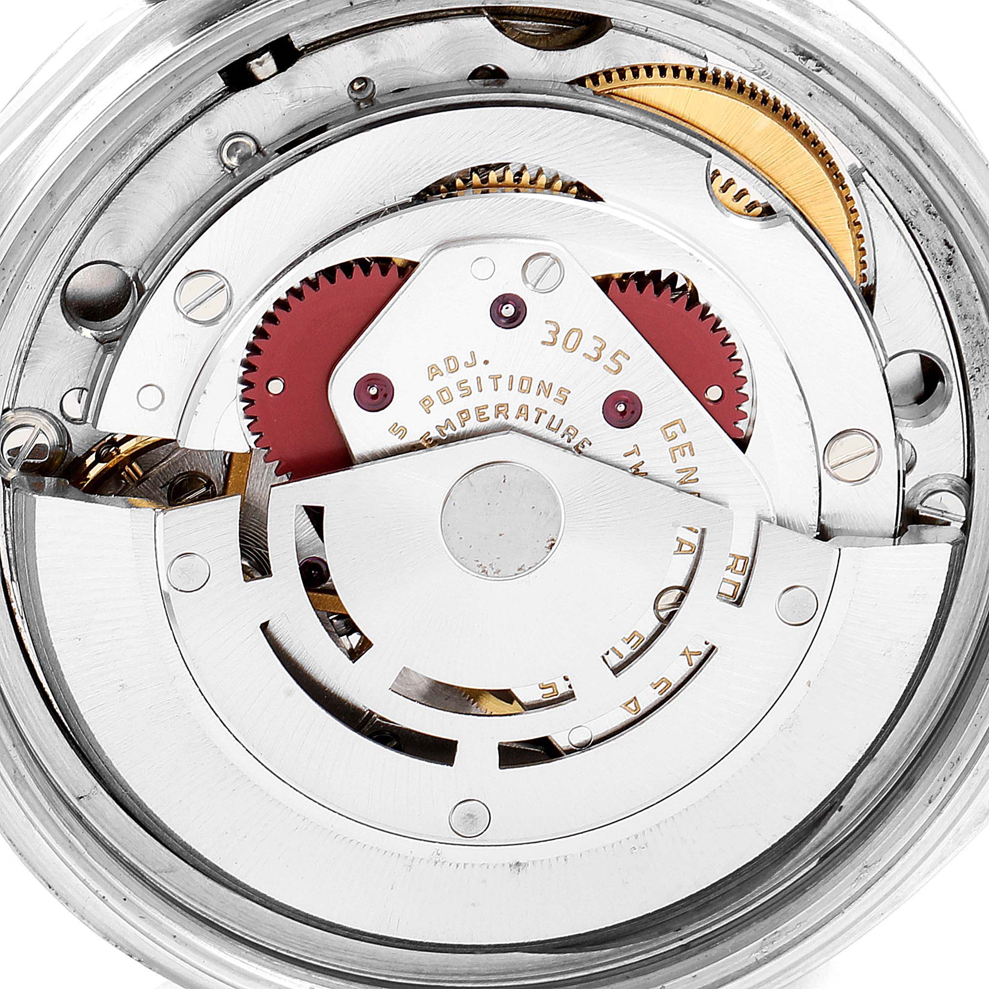 The image shows a close-up view of the movement mechanism of the Vintage Collection model by Rolex.
