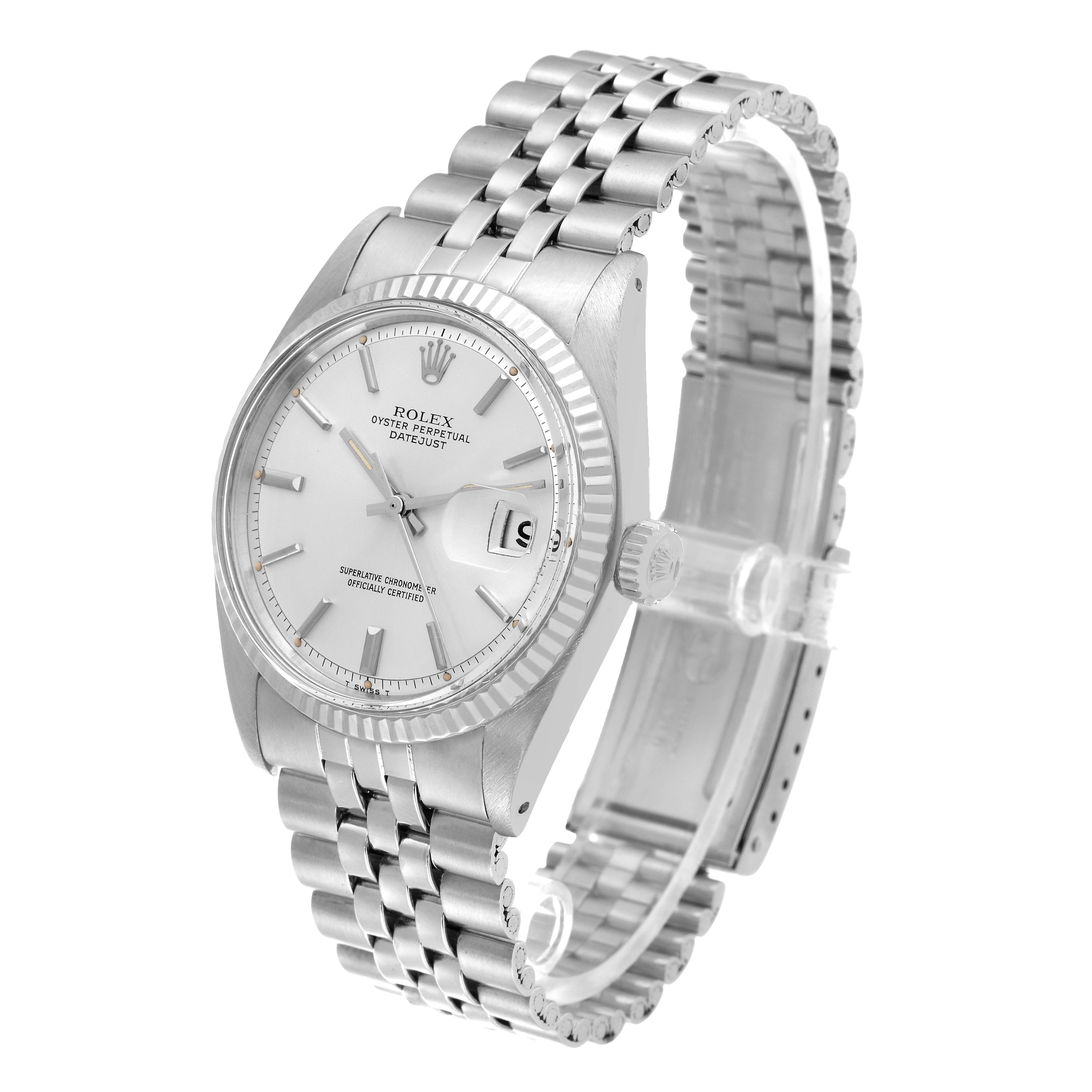 The Vintage Collection Rolex watch is shown from a front-side angle, displaying the face, bezel, and bracelet.