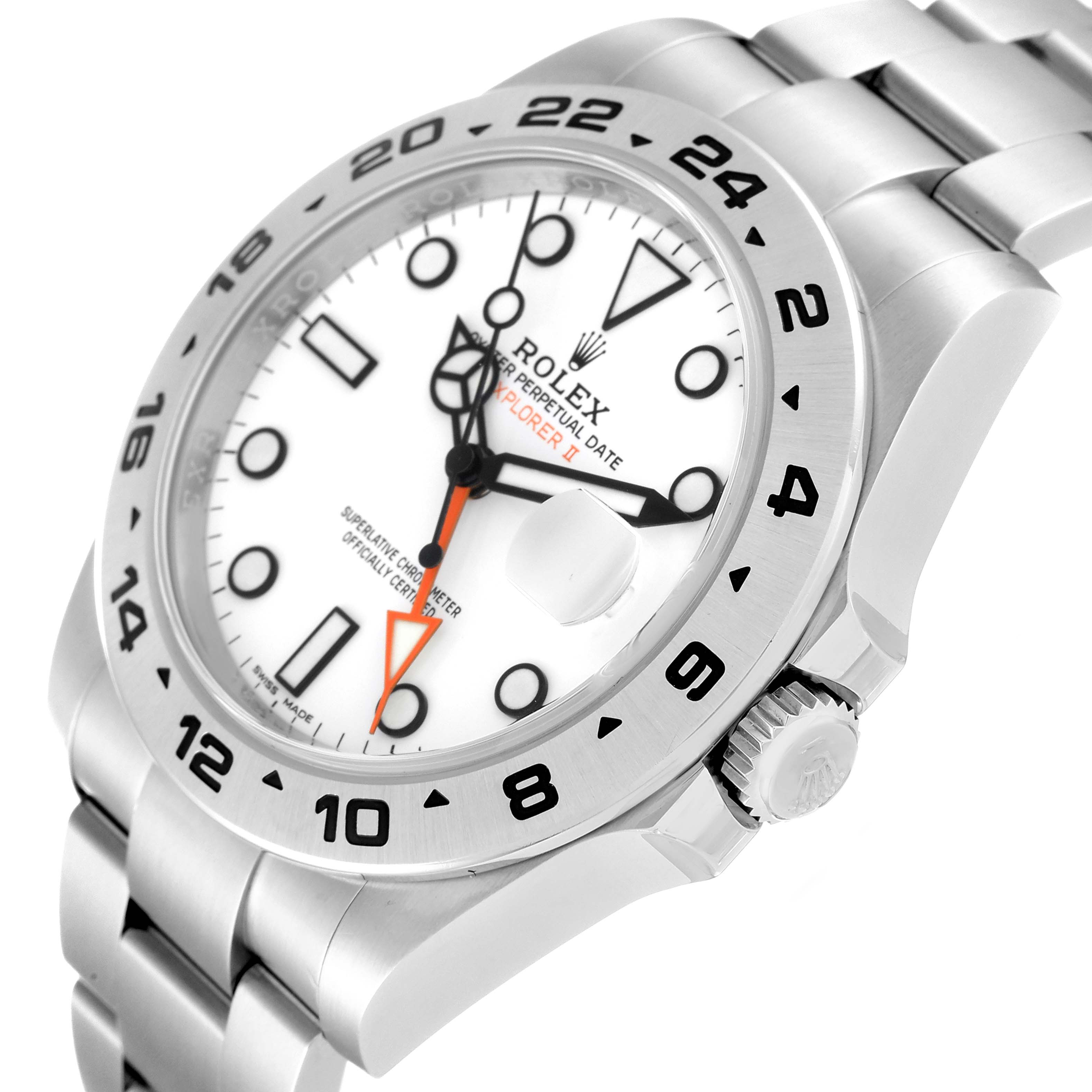 The image shows a Rolex Explorer 216570 Men
s Stainless Steel White Dial 216570 Men
s Stainless Steel White Dial watch at an angle highlighting the face, bezel, crown, and a portion of the bracelet.