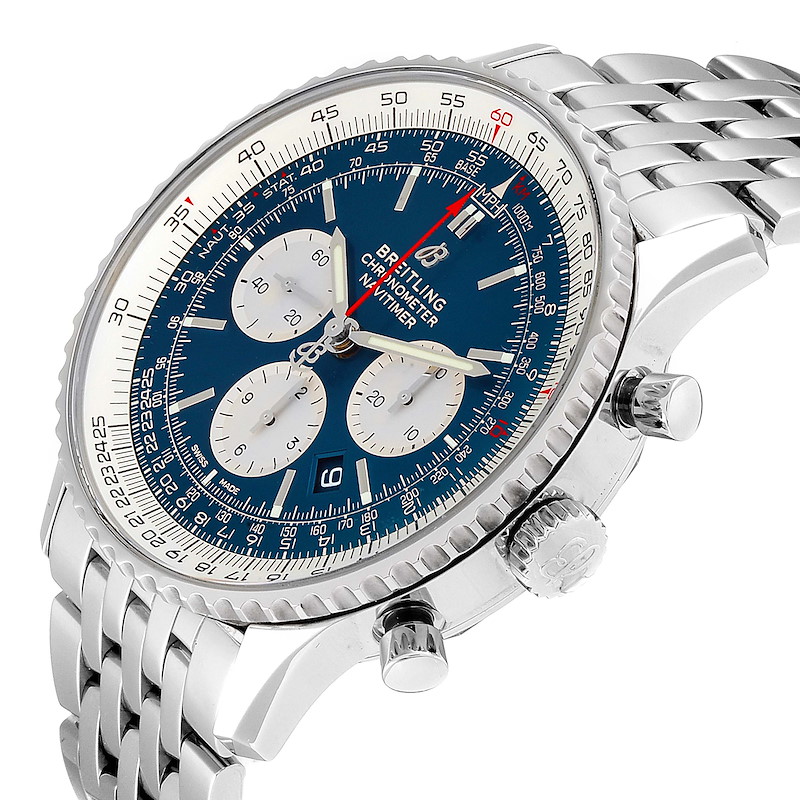 Breitling Navitimer 01 46mm Aurora Blue Dial Mens Watch AB0127 Box Card SwissWatchExpo