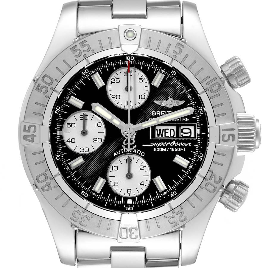 Breitling Superocean Black Dial Chronograph Steel Mens Watch A13340 SwissWatchExpo