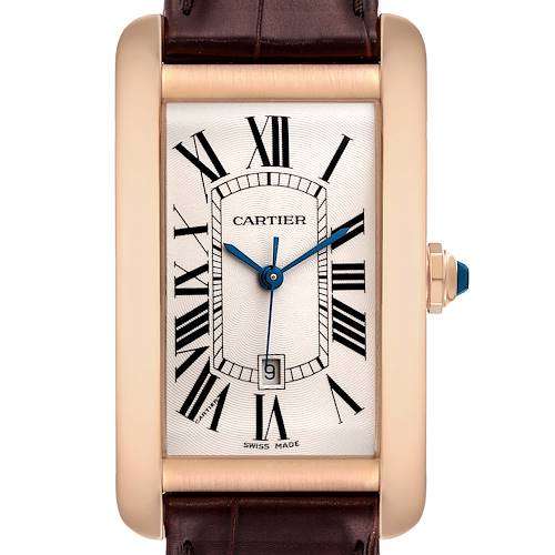 Photo of Cartier Tank Americaine Large 18K Rose Gold Mens Watch W2609156 Box Card