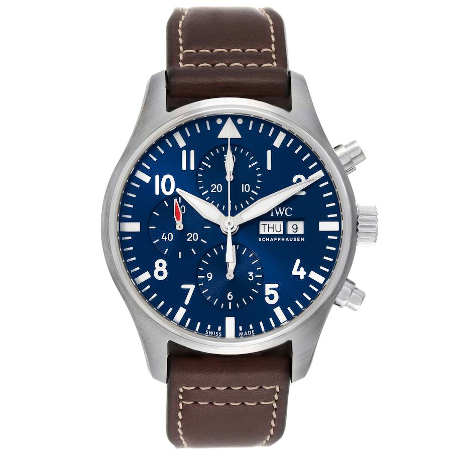 2023 IWC Pilot IW377714 Le Petit Prince Automatic Chronograph Day Date 43mm  Blue Wristwatch with Box and Papers