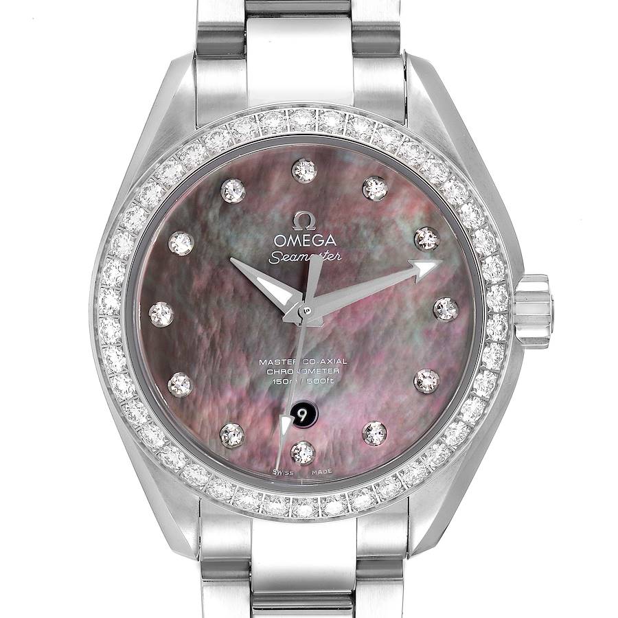 Omega Aqua Terra 34 Steel MOP Diamond Ladies Watch 231.15.34.20.57.001 Unworn SwissWatchExpo