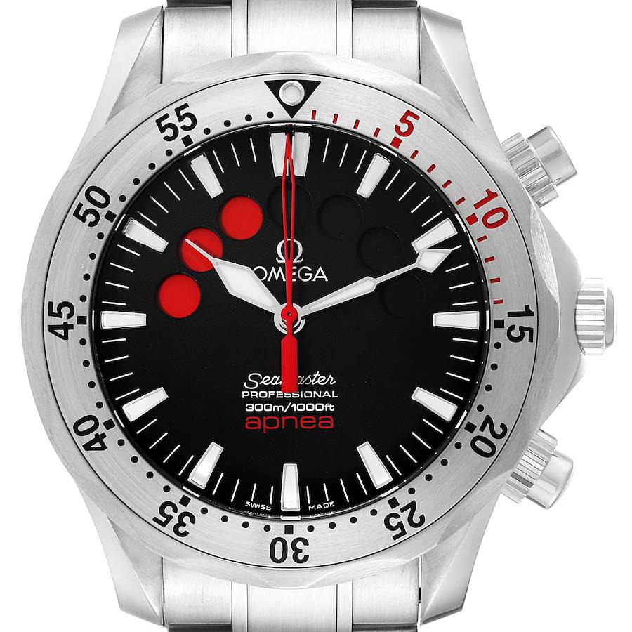 Omega Seamaster Apnea Jacques Mayol Black Dial Steel Mens Watch 2595.50.00 SwissWatchExpo