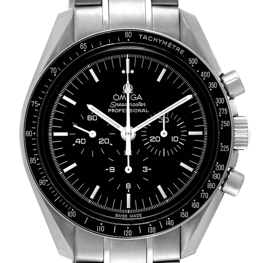 Omega Speedmaster MoonWatch Chronograph Black Dial Watch 3570.50.00 Box Card SwissWatchExpo