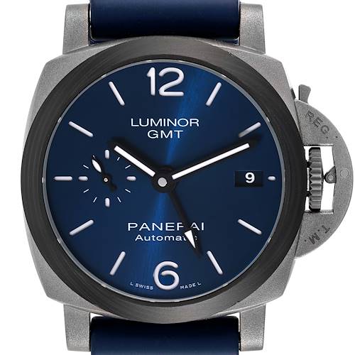 Photo of Panerai Luminor GMT 44mm Blue Dial Titanium Mens Watch PAM01279