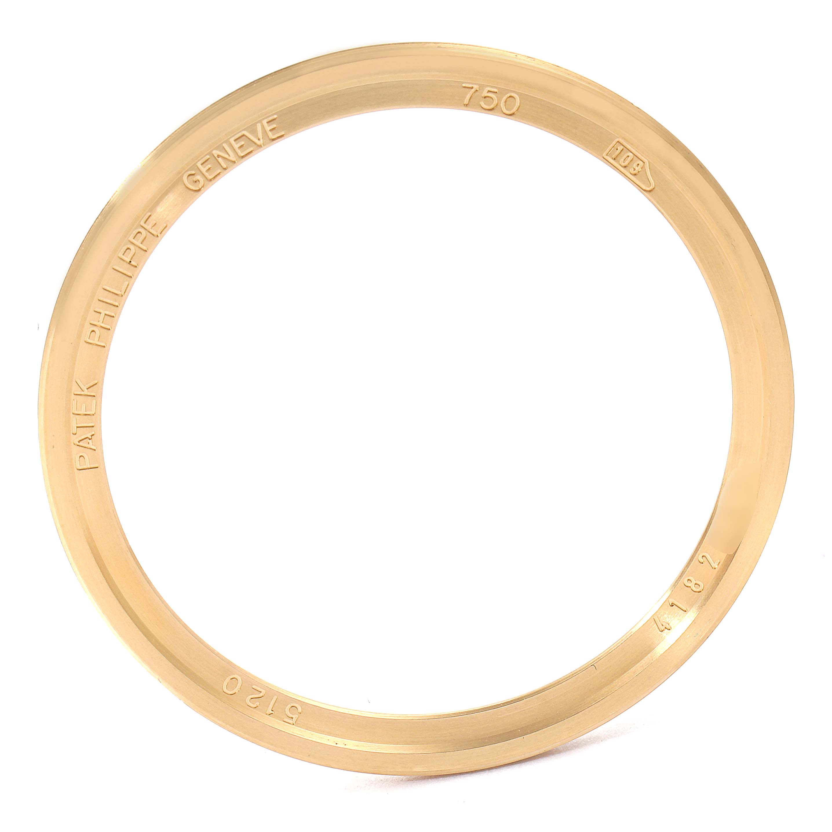 This image shows a top-down view of a bezel for a Patek Philippe Calatrava 5120J Men's Yellow Gold White Dial 5120J Men's Yellow Gold White Dial watch.