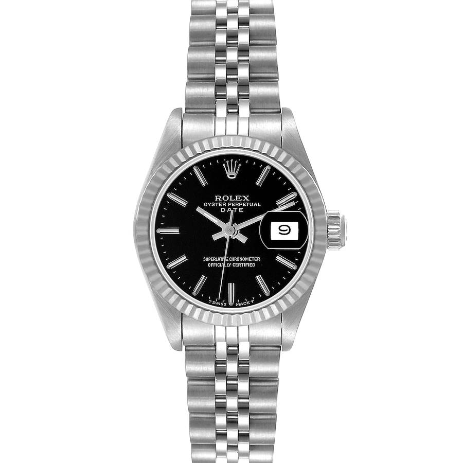 Rolex Datejust 26mm Steel White Gold Black Dial Ladies Watch 69174 SwissWatchExpo
