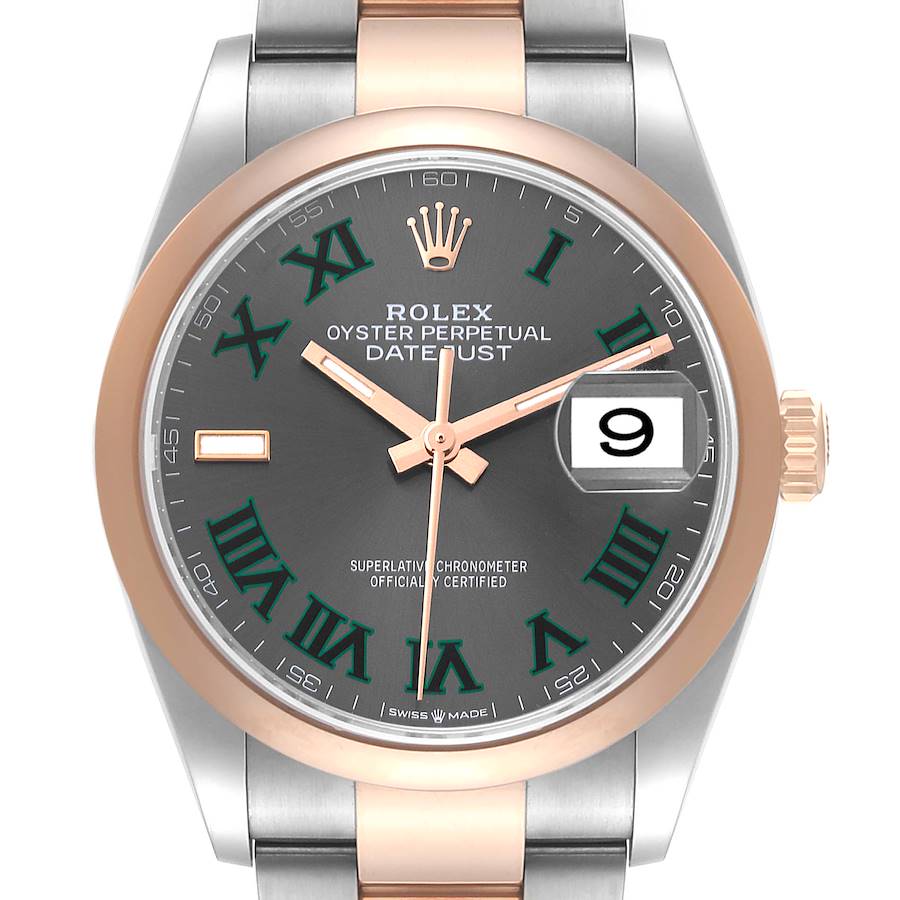Rolex Datejust 36 Steel Rose Gold Wimbledon Dial Mens Watch 126201 Box Card SwissWatchExpo