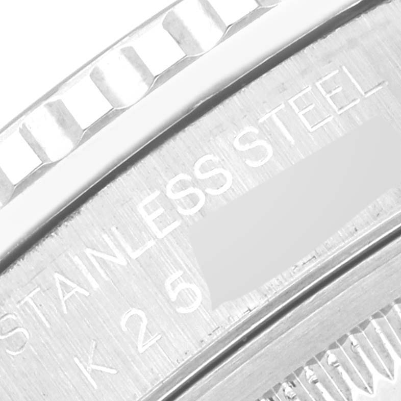 This image shows a close-up of the stainless steel bezel and engraved text on the Rolex Turn-o-Graph 16264 Men's Stainless Steel Black Dial 16264 Men's Stainless Steel Black Dial watch.