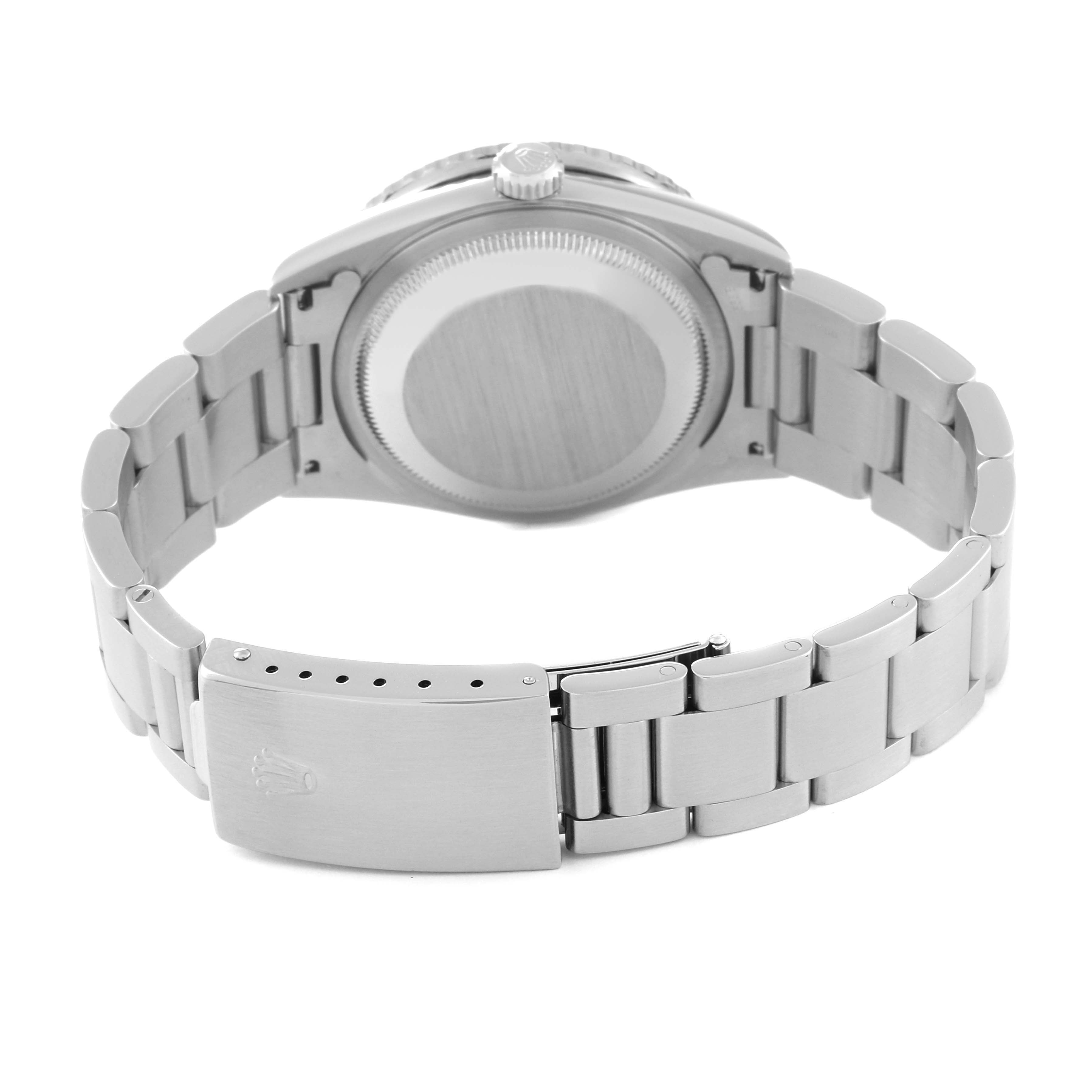 This image shows the back and bracelet of a Rolex Turn-o-Graph 16264 Men's Stainless Steel Black Dial 16264 Men's Stainless Steel Black Dial watch from a rear angle.