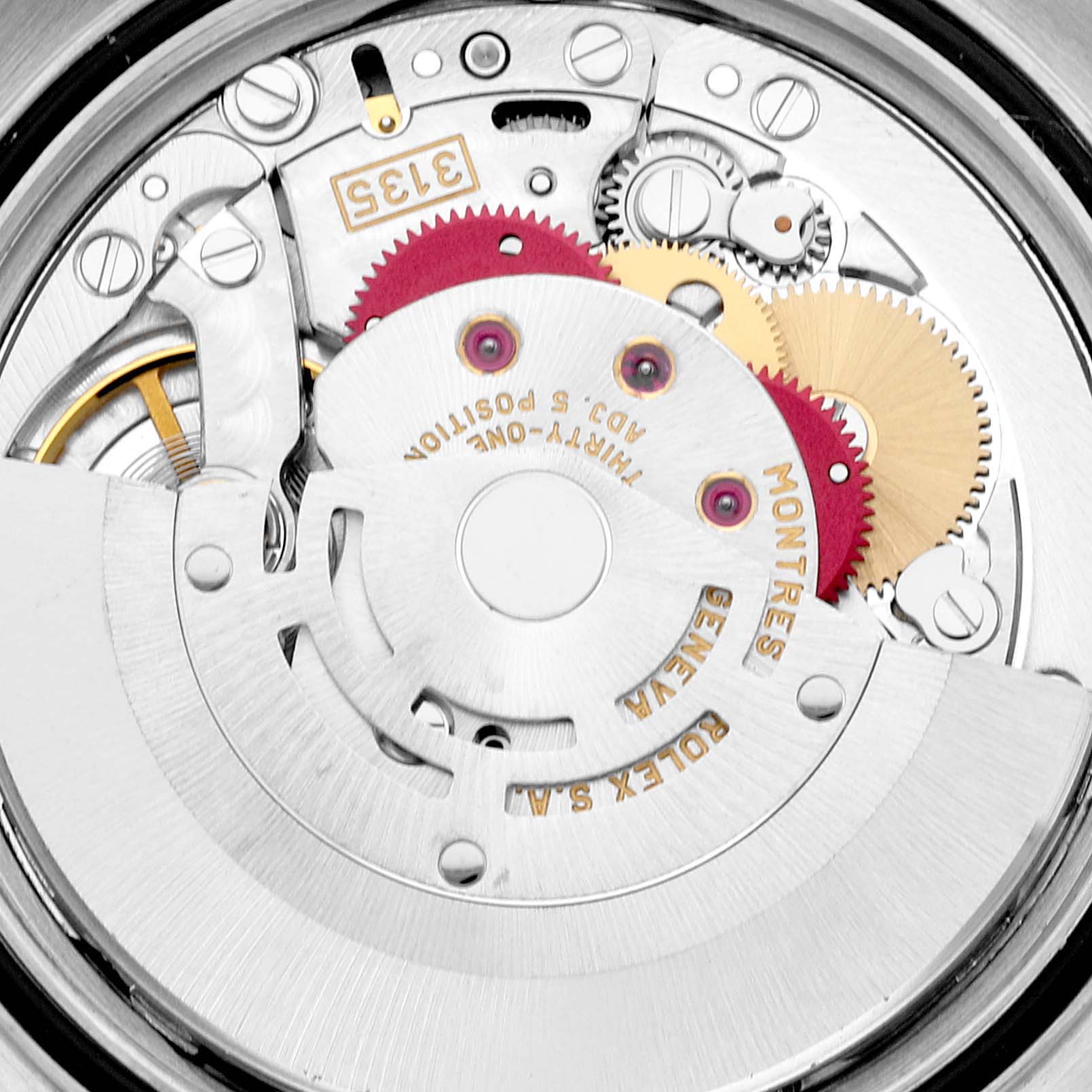 This image shows a close-up view of the internal mechanism of the Rolex Turn-o-Graph 16264 Men's Stainless Steel Black Dial 16264 Men's Stainless Steel Black Dial watch.
