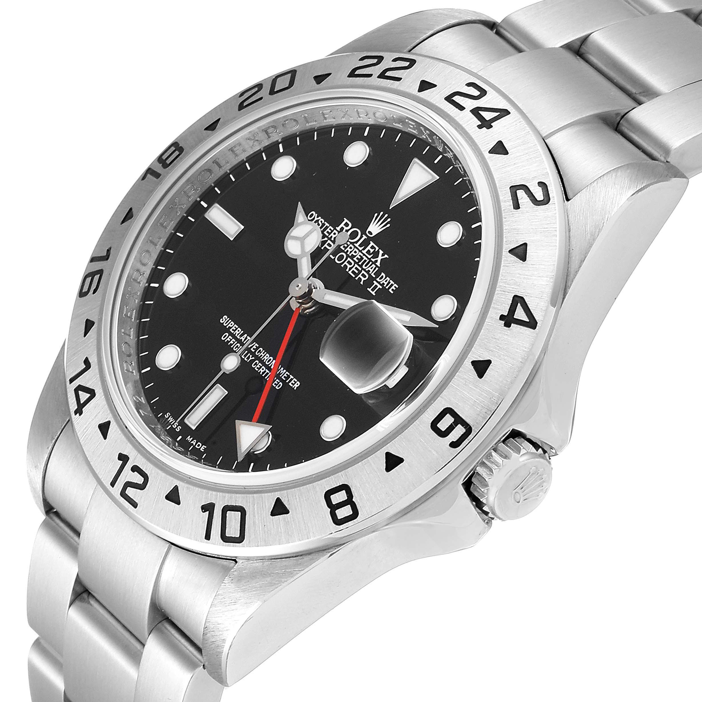 This image shows a side angle of a Rolex Explorer 16570 Men
s Stainless Steel Black Dial 16570 Men
s Stainless Steel Black Dial watch, highlighting the bezel, dial, crown, and part of the bracelet.