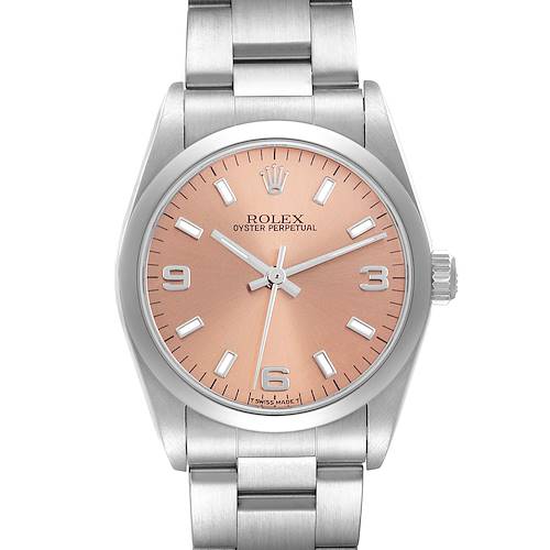Photo of Rolex Oyster Perpetual Midsize Salmon Dial Steel Ladies Watch 77080