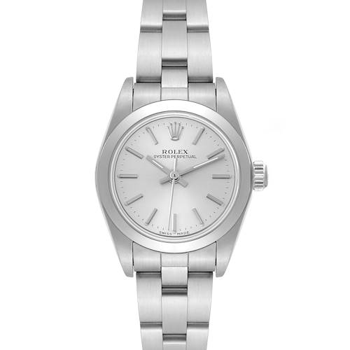 Photo of Rolex Oyster Perpetual Non-Date Silver Dial Steel Ladies Watch 76080 Box Papers