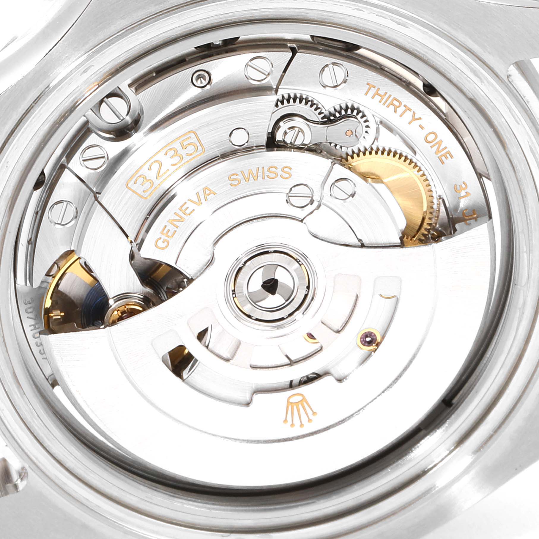 This image shows the back view of a Rolex Yacht-Master 126622 Men's Stainless Steel Blue Dial 126622 Men's Stainless Steel Blue Dial watch highlighting its intricate movement and internal mechanism.