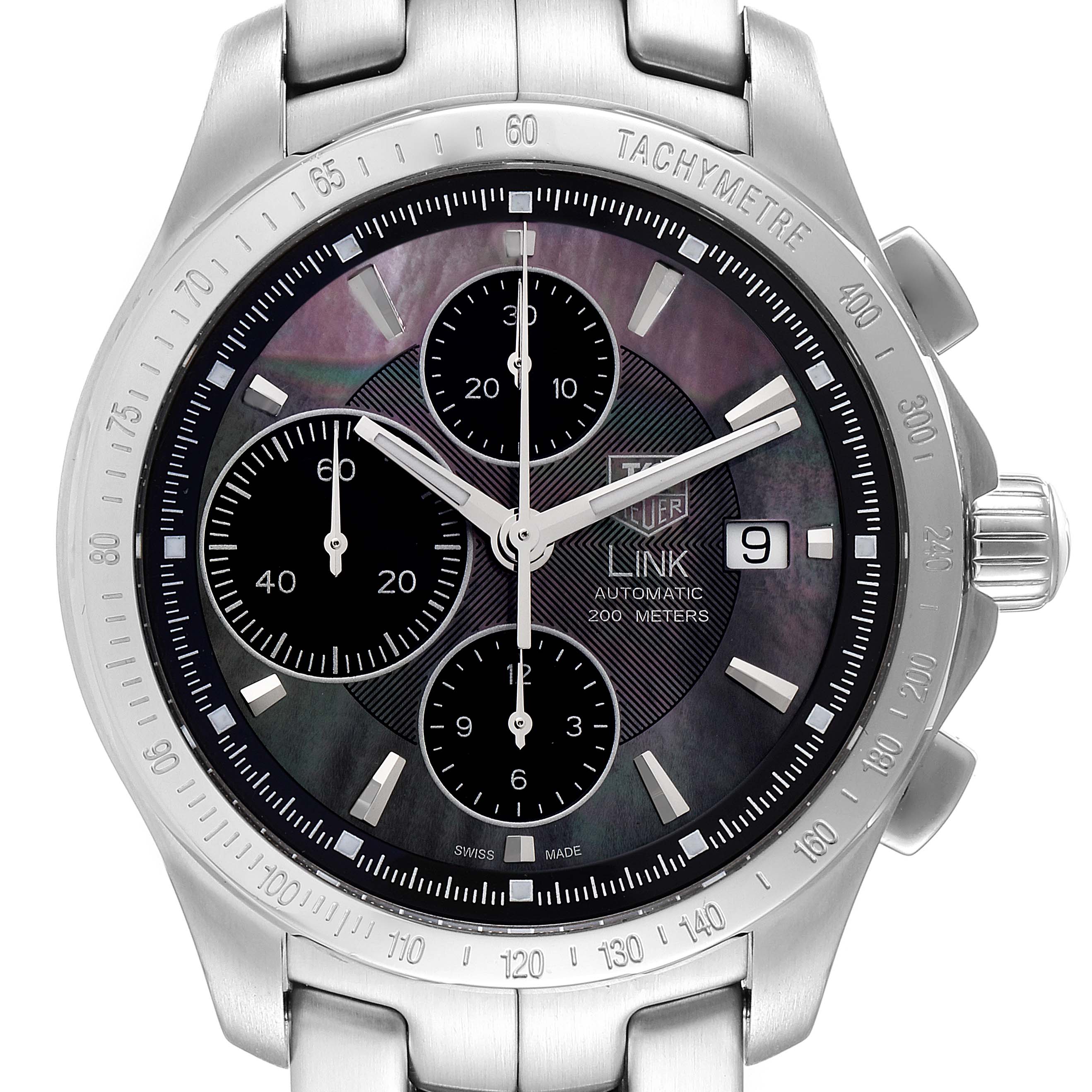 The image shows the face and bezel of a Tag Heuer Link Limited Edition model watch from a front angle.