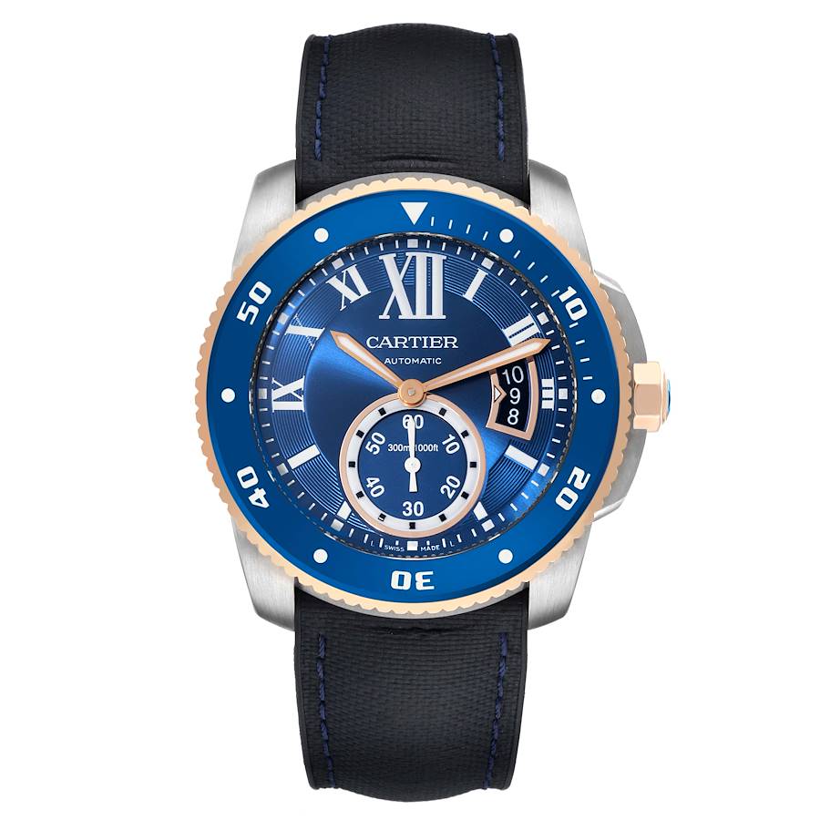 Cartier Calibre Diver Steel Rose Gold Blue Dial Mens Watch W2ca0008 Swisswatchexpo 1338