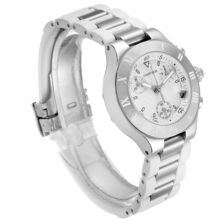 cartier must 21 chronoscaph women's white watch