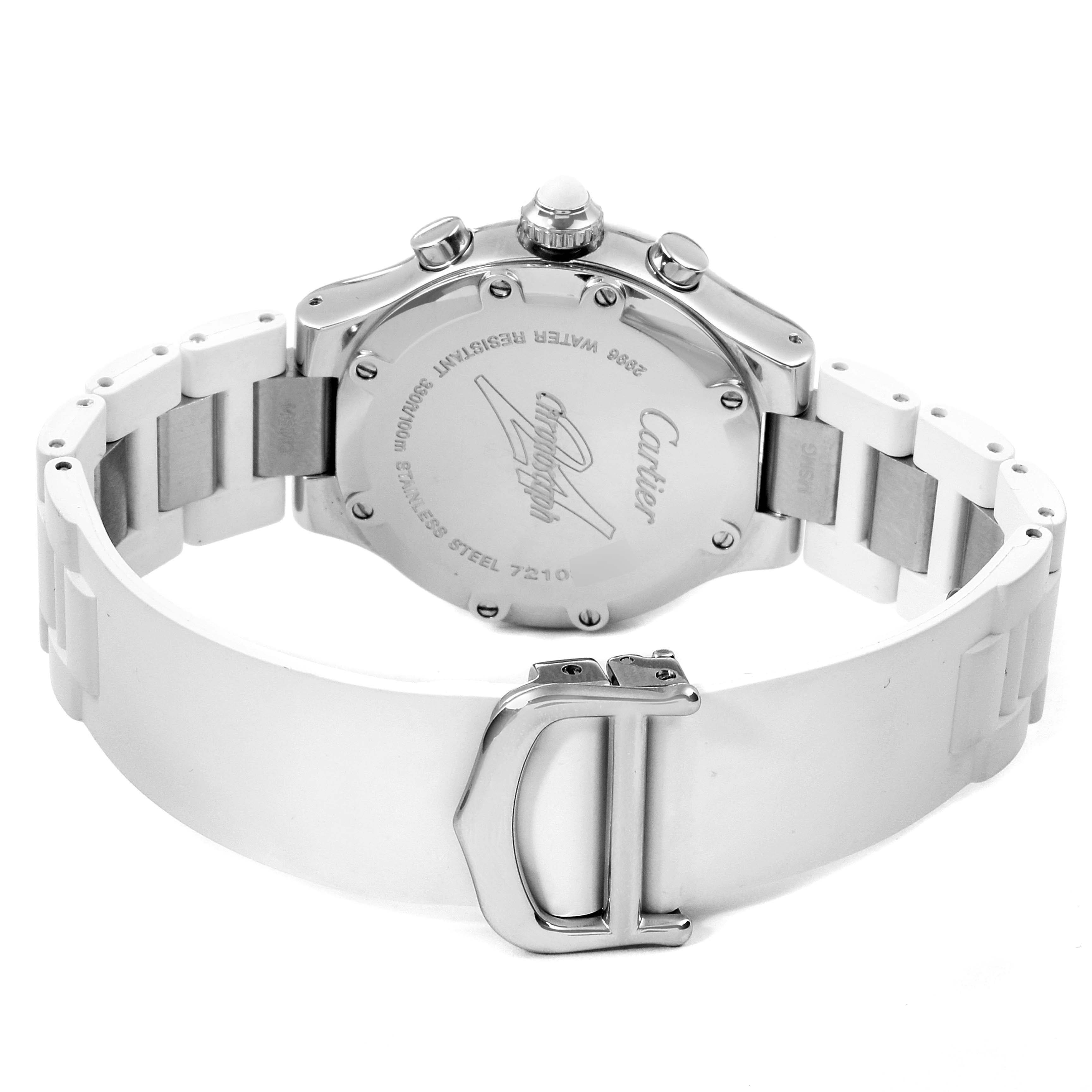 The image shows the back case and bracelet, including the clasp, of the Cartier Must 21 W10197U2 Women's Stainless Steel White Dial W10197U2 Women's Stainless Steel White Dial watch.