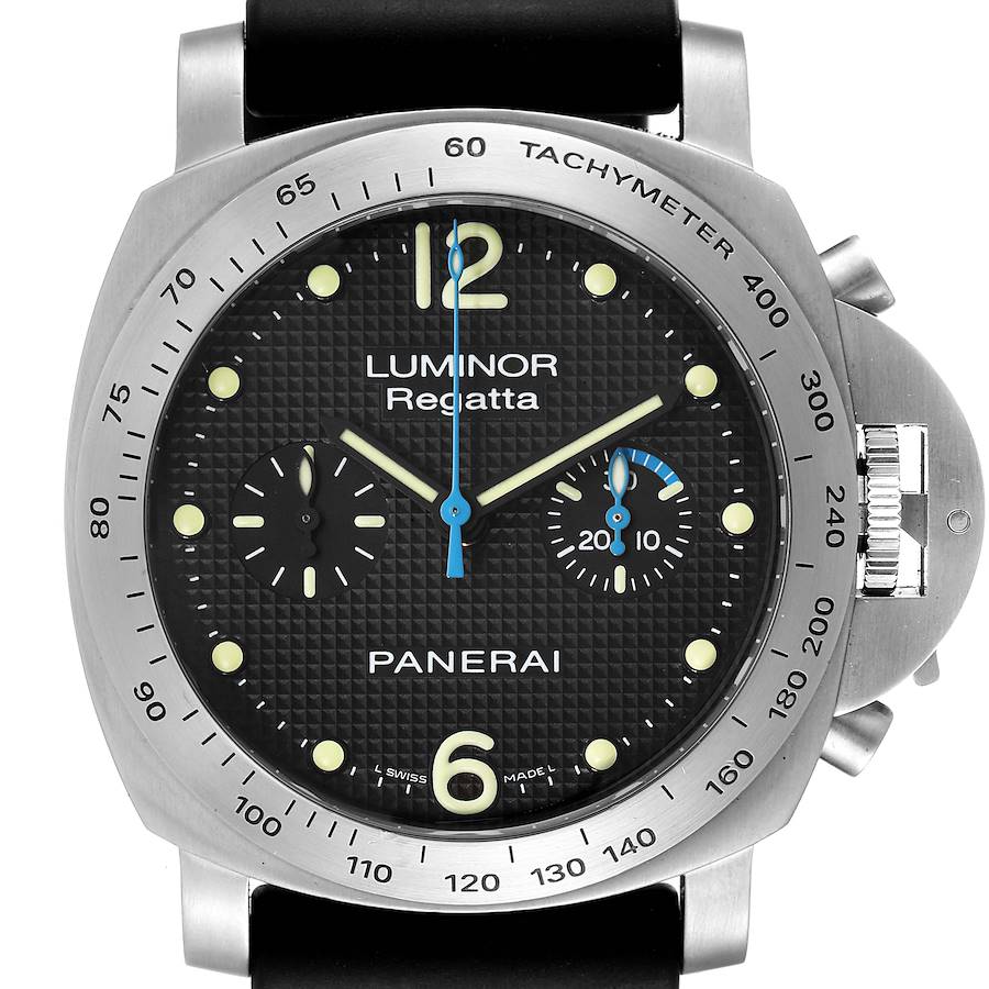 Panerai Luminor Regatta 44mm Steel Chronograph Watch PAM00308 Box Card SwissWatchExpo