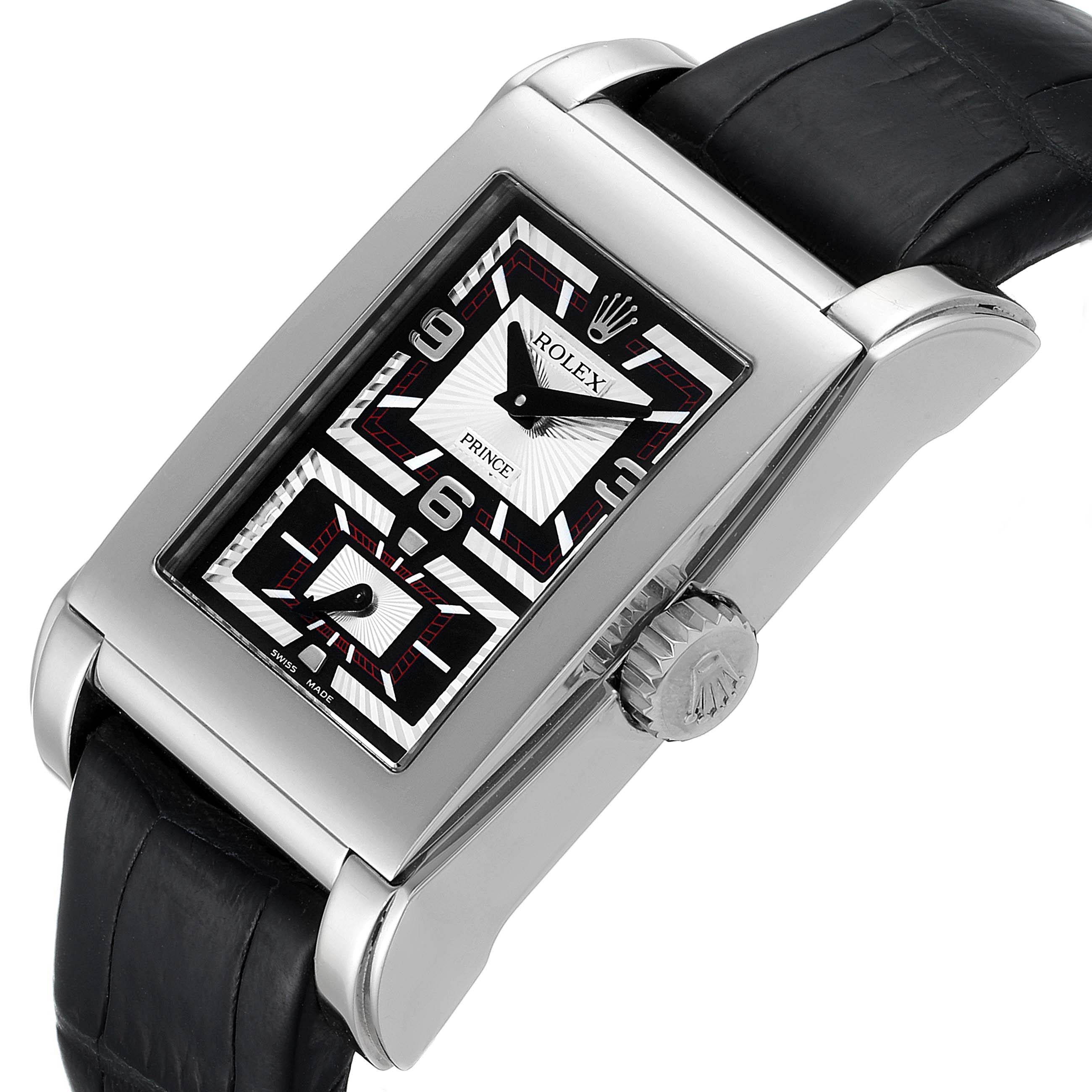Rolex Cellini Prince Black Dial 18K White Gold Mens Watch 5443 ...