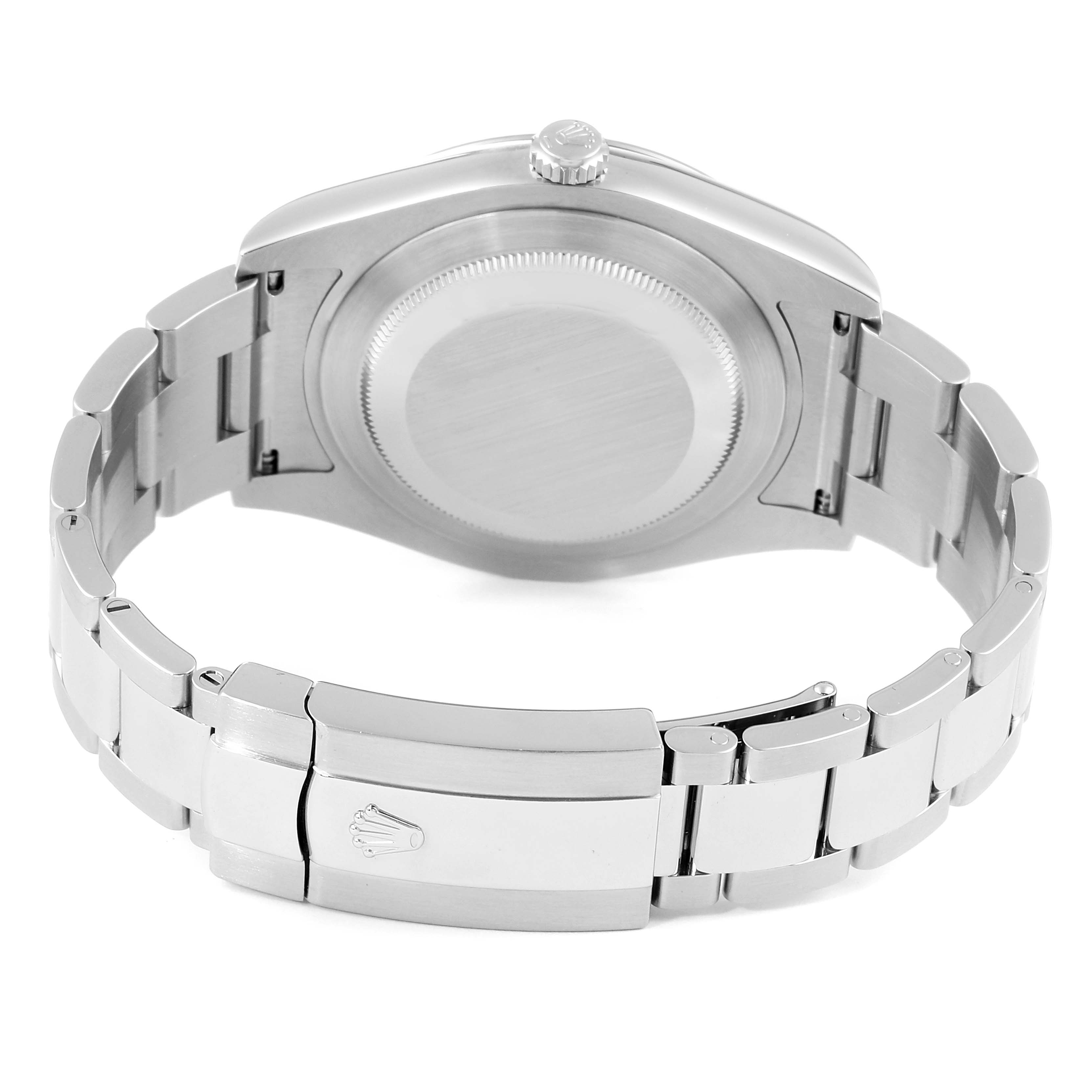 This image shows the back case and bracelet clasp of a Rolex Datejust 41 116334 Men
s Stainless Steel Silver Dial 116334 Men
s Stainless Steel Silver Dial watch.