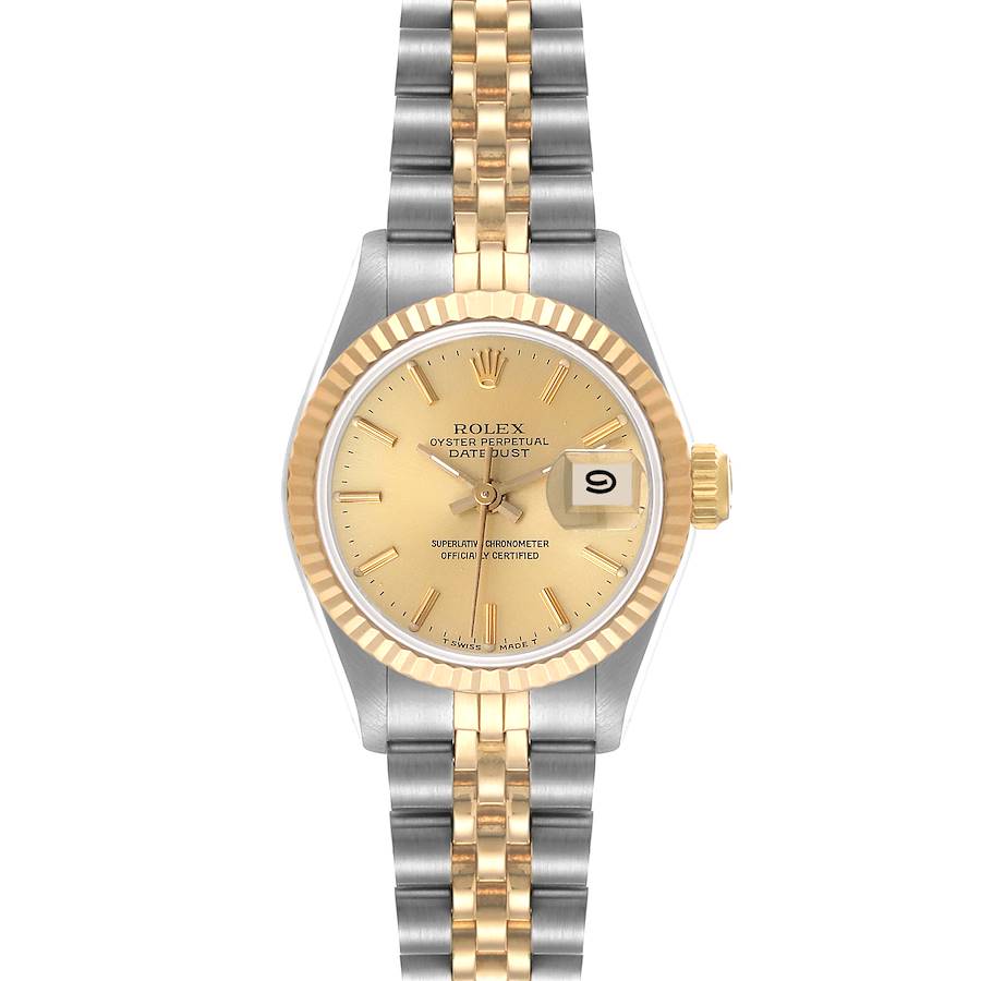 Rolex Datejust Steel Yellow Gold Champagne Dial Ladies Watch 69173 SwissWatchExpo