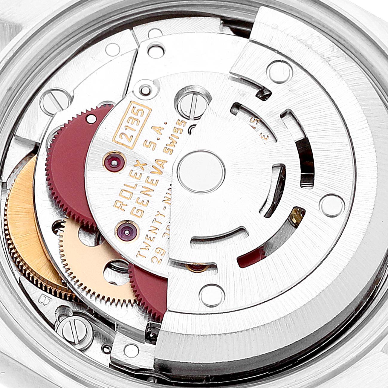 This close-up image shows the intricate automatic movement mechanism of the Rolex Datejust 69173 Women's Steel and Gold (two tone) Champagne Dial 69173 Women's Steel and Gold (two tone) Champagne Dial watch model.