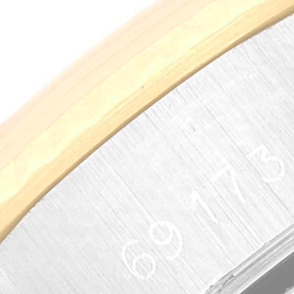 The image shows a close-up of the case side and bezel of a Rolex Datejust 69173 Women's Steel and Gold (two tone) Champagne Dial 69173 Women's Steel and Gold (two tone) Champagne Dial watch, highlighting the model number 69173.