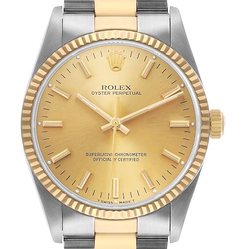 Photo of Rolex Oyster Perpetual Steel Yellow Gold Mens Watch 14233 Box Papers