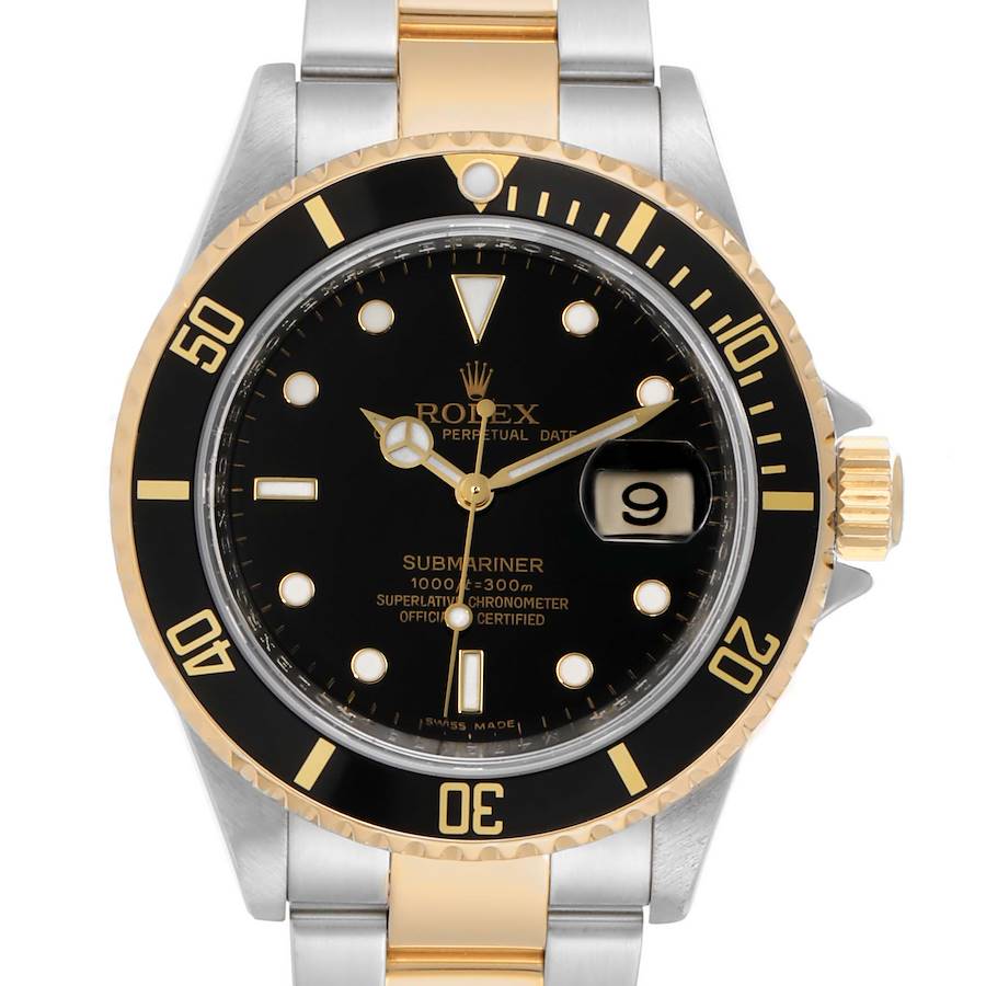 Rolex Submariner Steel Yellow Gold Black Dial Automatic Mens Watch 16613 SwissWatchExpo