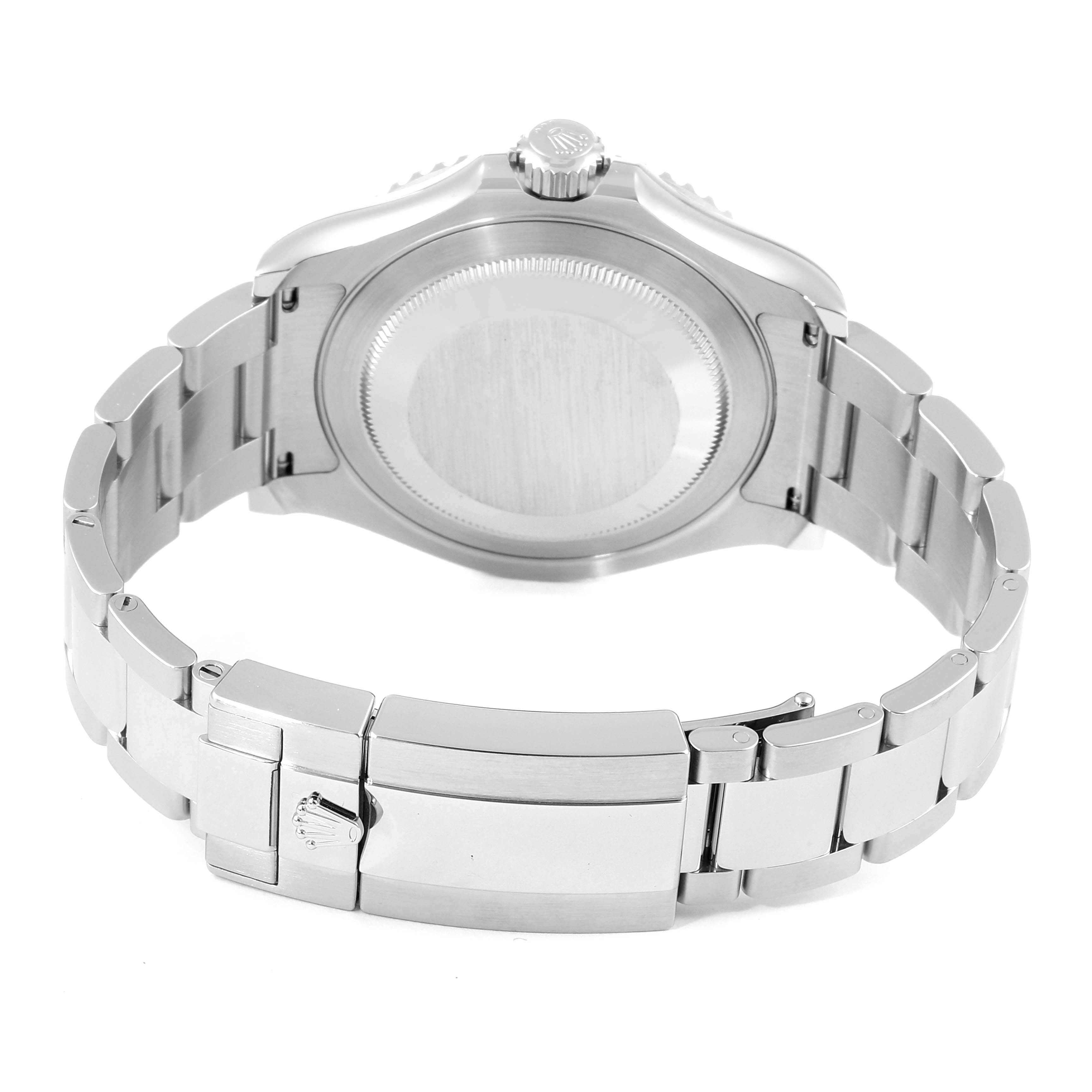 This image shows the back case and bracelet clasp of a Rolex Yacht-Master 126622 Men's Stainless Steel Blue Dial 126622 Men's Stainless Steel Blue Dial watch, viewed from the rear.