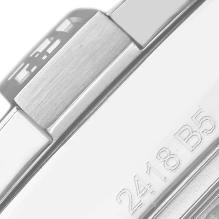 The image shows a close-up of the clasp and part of the bracelet of a Breitling Avenger A3239011/C930 Men's Stainless Steel Mother of Pearl Dial A3239011/C930 Men's Stainless Steel Mother of Pearl Dial watch, featuring engraved numbers.