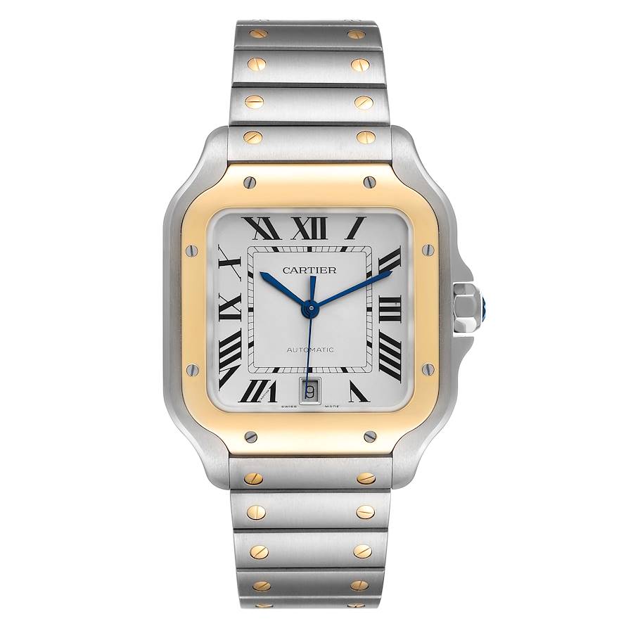 Santos de Cartier Large Steel Yellow Gold Watch W2SA0009 Box