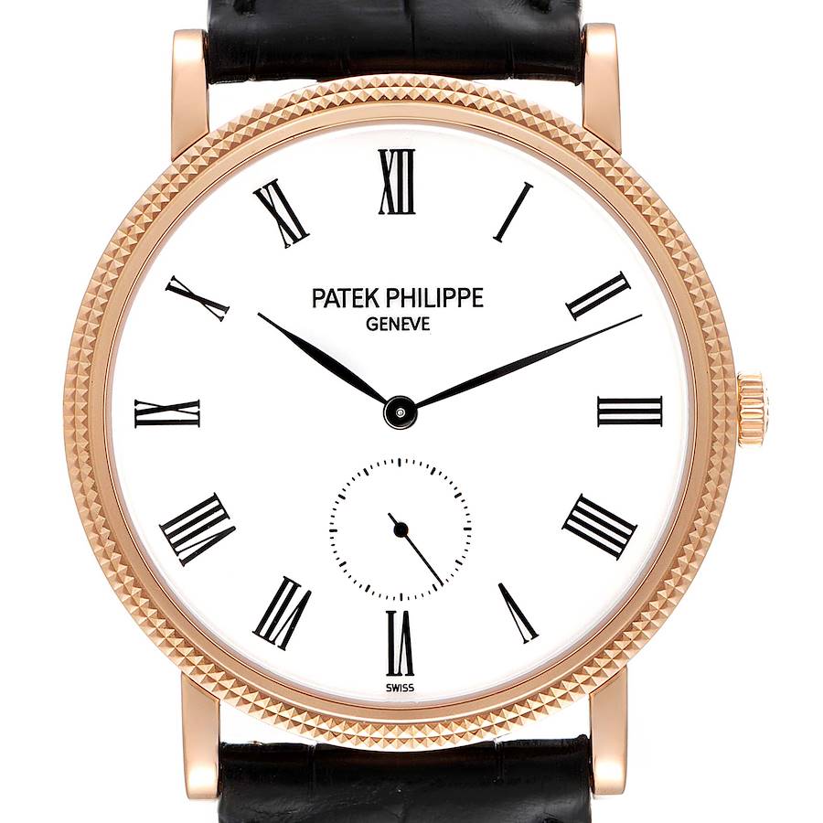 Patek Philippe Calatrava Rose Gold White Dial Mens Watch 5119 Papers SwissWatchExpo