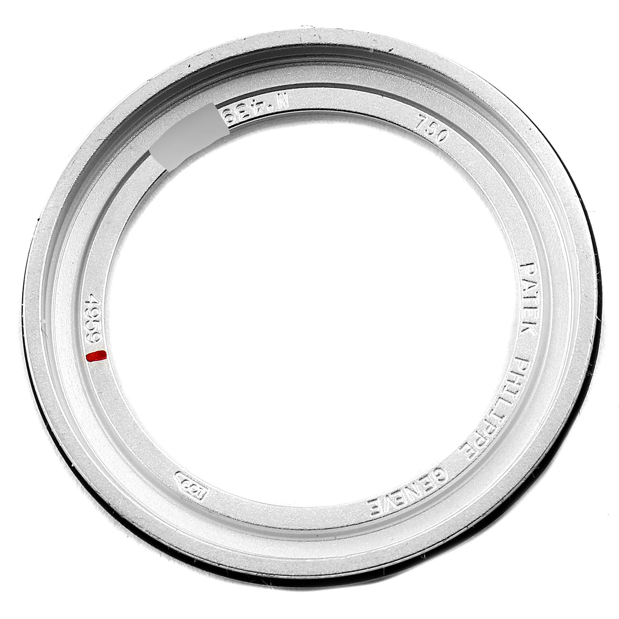 The image shows the back bezel accessory part for the Patek Philippe Calatrava 4959G Women's White Gold Mother of Pearl Dial 4959G Women's White Gold Mother of Pearl Dial model, viewed from above.