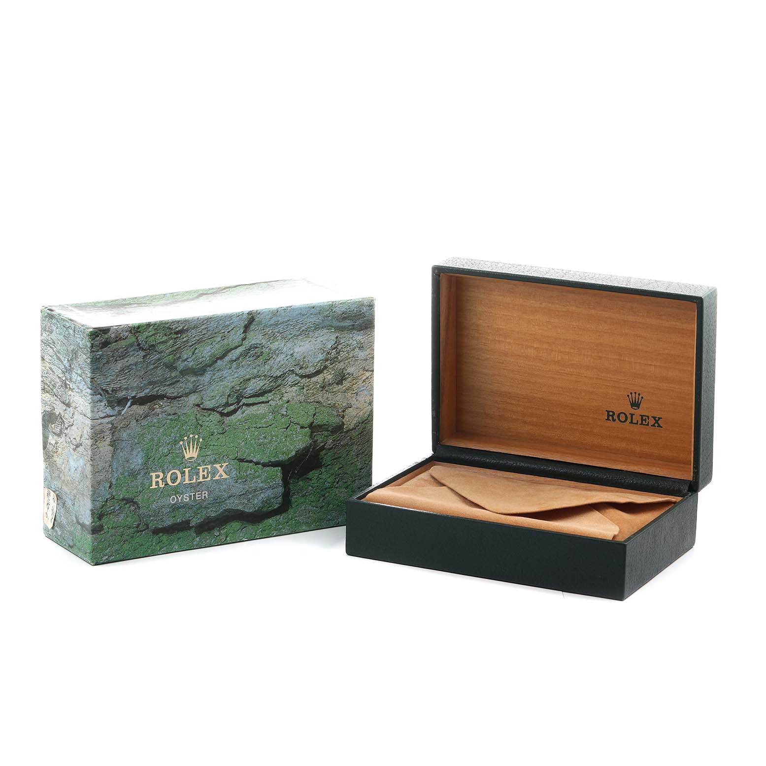 The image shows the open and closed packaging for a Rolex Mid-Size 78240 Women's Stainless Steel White Dial model watch, displaying the box and interior.