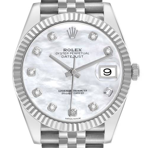Photo of Rolex Datejust 41 Steel White Gold MOP Diamond Mens Watch 126334