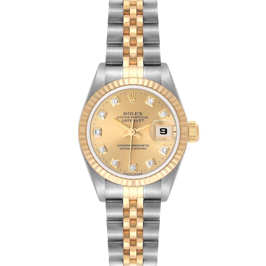 Rolex Datejust Champagne Diamond Dial Steel Yellow Gold Ladies Watch 69173 SwissWatchExpo